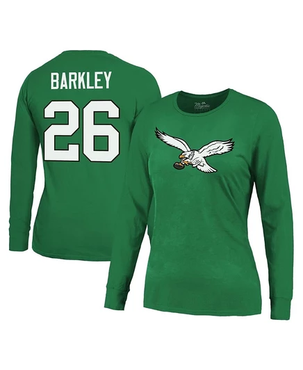 Женская футболка Majestic Saquon Barkley Eagles, зеленая