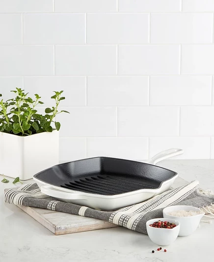Сковорода-гриль Le Creuset 10.25″ эмалированная чугунная, белая