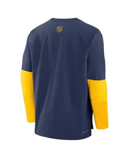 Мужская толстовка-пуловер Nike Navy/Gold Milwaukee Brewers Authentic Collection из коллекции Player Tri-Blend Performance. navy, gold