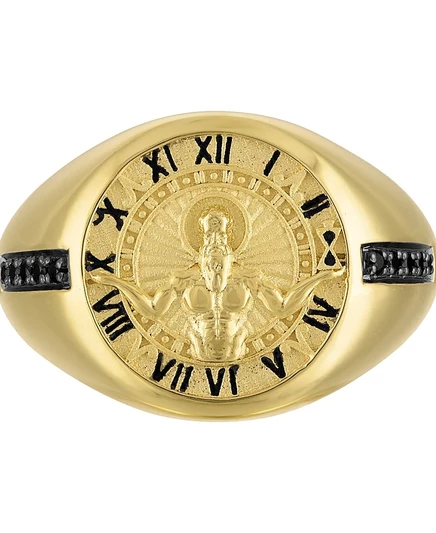 Мужское кольцо Bulova God of Time из чистого серебра золотого оттенка, золотое