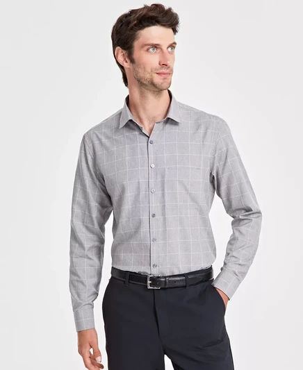 Мужская рубашка Alfani Windowpane, созданная для Macys grey