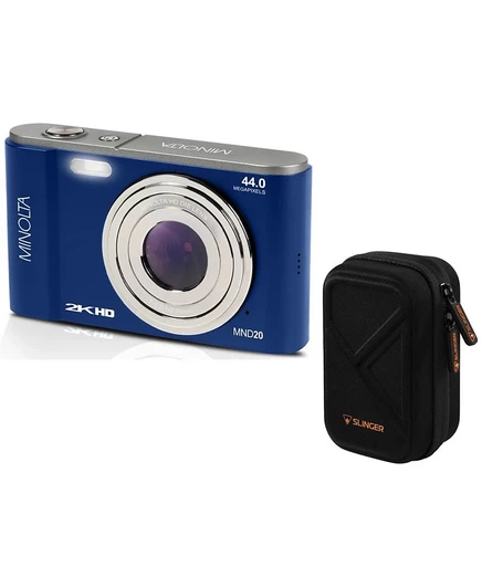 Цифровая камера Minolta MND20 44 МП 2,7K с чехлом, синяя