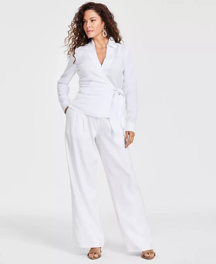  Женский топ с запахом и V-образным вырезом, эксклюзивно от Macy's bright whi