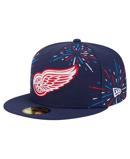 Мужская приталенная шляпа New Era темно-синего цвета Detroit Red Wings Americana Fireworks 59 размера 