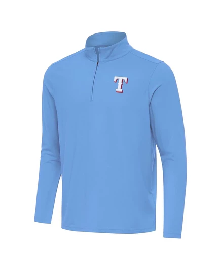 Мужская темно-синяя толстовка Texas Rangers Intent от Antigua с застежкой на четверть молнии powder blue