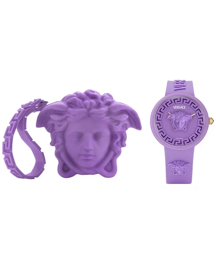 Женские швейцарские часы Versace с фиолетовым силиконовым ремешком 38 мм фиолетового цвета