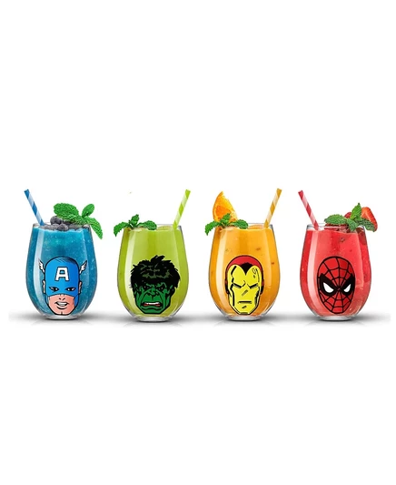 Набор стаканов JoyJolt Marvel Heroes без ножки, 4 шт., разноцветные