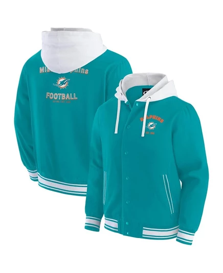 Мужская куртка-худи Fanatics Miami Dolphins на кнопках, аква