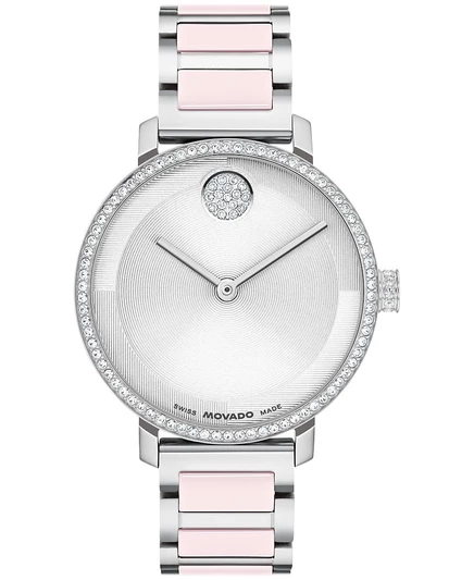 Женские часы Movado Bold Evolution 2.0 со швейцарским кварцем и керамикой Blush из нержавеющей стали, 34 мм