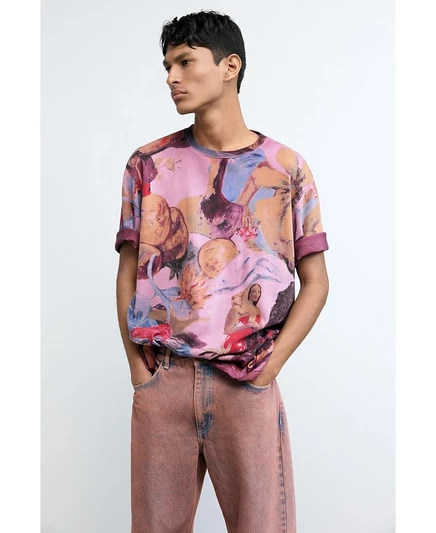 Мужская футболка Desigual с цветочным принтом, красная
