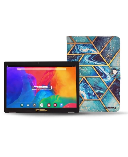 Планшет LINSAY 10.1″ 128 ГБ Android 15 с чехлом, синий