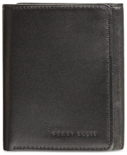 Мужской кожаный бумажник-портмоне Perry Ellis Portfolio Gramercy Slim Trifold black