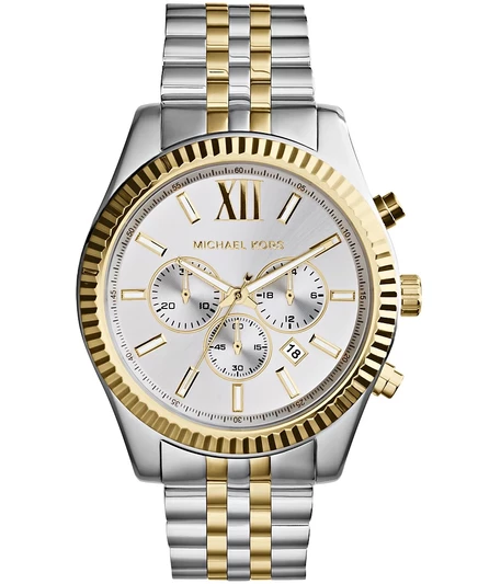 Мужские часы Michael Kors Lexington 45 мм хронограф, сталь/золото