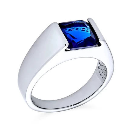 Мужское кольцо Bling Jewelry с фианитом, синее