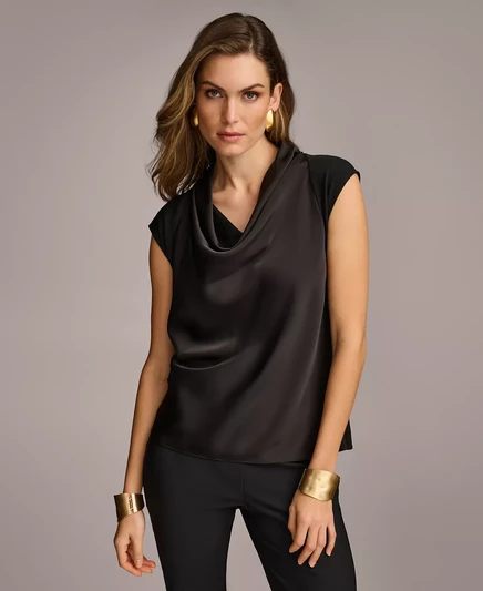 Женская блузка Donna Karan с хомутным воротом, черная