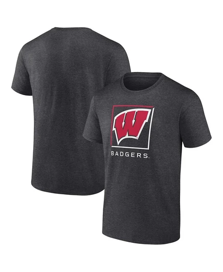 Мужская футболка Fanatics с принтом Wisconsin Badgers, серая