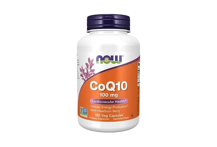 Now Foods CoQ10 с ягодами боярышника Вегетарианский, 100 мг, 180 капсул без цвета