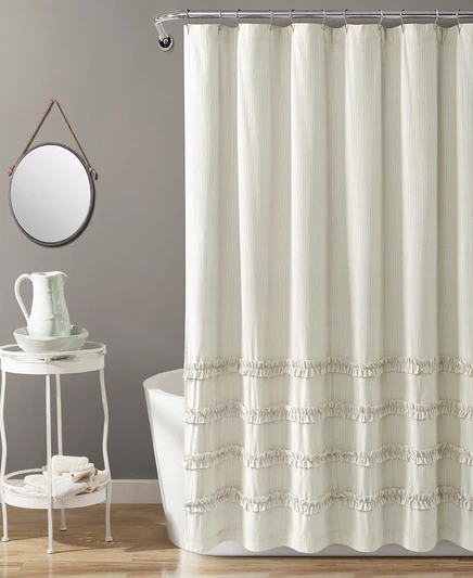 Шторка для душа Lush Décor Vintage Stripe, хлопок, нейтральная