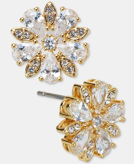 Серьги-пусеты Marchesa «Цветок» с фианитами, белые
