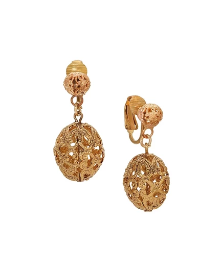 Серьги-клипсы 2028 Filigree Ball, золотисто-серебристые