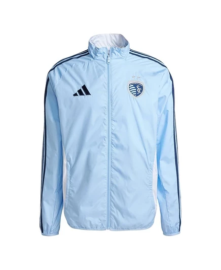 Мужская куртка Adidas Sporting KC 2025 реверсивная, голубо-белая