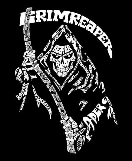 Мужское худи LA Pop Art с принтом Grim Reaper, черное