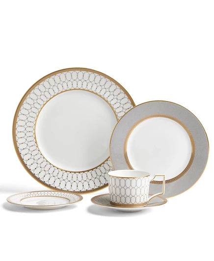 Обеденный набор Wedgwood Renaissance Grey, 5 предметов, серо-золотой