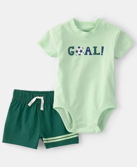 Набор carter's боди и шорты для мальчиков soccer goal, зеленый