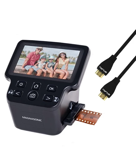 Большой 24-мегапиксельный 5-дюймовочный дисплей Magnasonic и HDMI-сканер пленки, преобразующий 35-миллиметровые изображения/126/110/ Пленка Super 8 и слайды с кабелем HDMI черного цвета