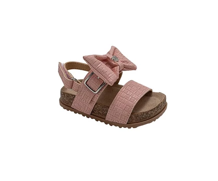 PIXIE BLOOM Big Girls Sandals - Милые босоножки на стельке и летние туфли на плоской подошве с пышным розовым бантом