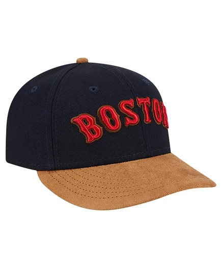 Мужская темно-синяя кепка New Era Boston Red Sox с замшевым козырьком и низким профилем 