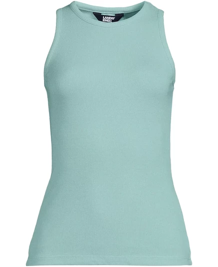 Облегающая майка с драпировкой в рубчик от Lands' End Plus размера плюс misty aqua
