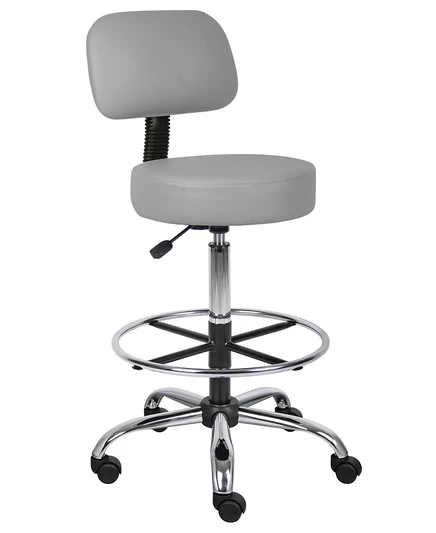 Табурет Boss Office Products Caressoft с спинкой, серый