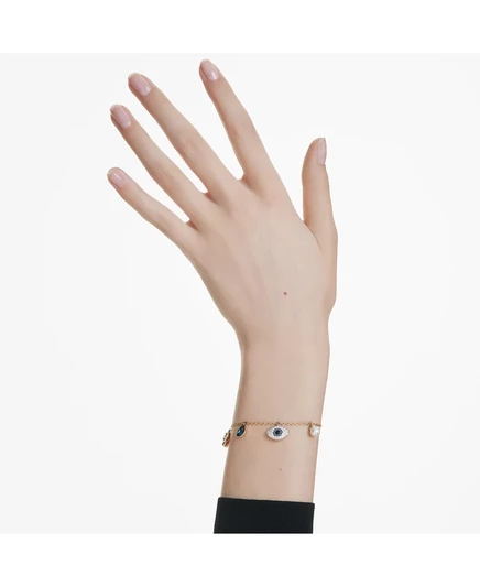 Браслет Symbolica с клевером Swarovski, сглазом и подковой, синий, позолоченный multicolored