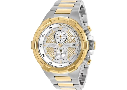 Мужские наручные часы Invicta 28120 Aviator кварцевые, серебристые с золотистым циферблатом