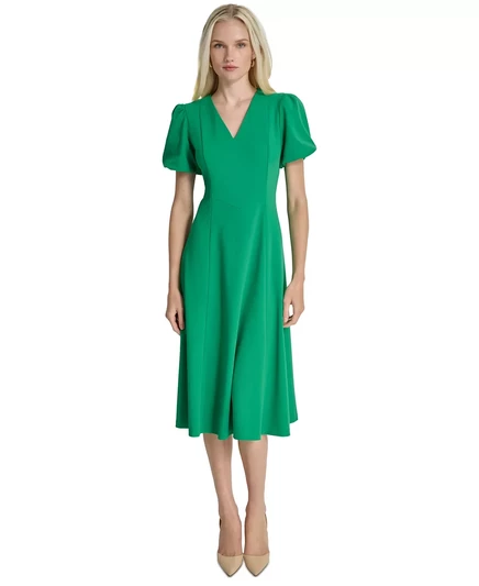 Женское платье-миди DKNY с пышными рукавами jolly green