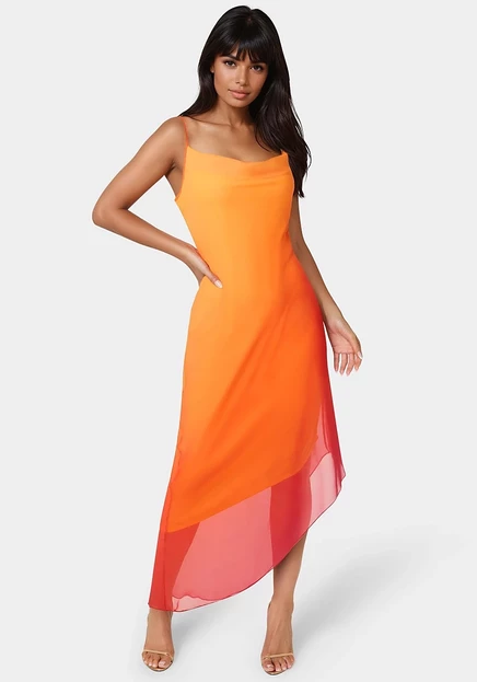 Женское платье bebe Ombre с драпированной горловиной, мульти