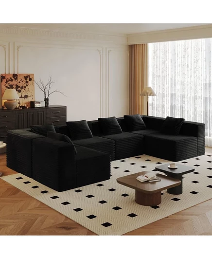 Модульный секционный диван Streamdale Furniture: Глубокое сиденье, Пенопласт высокой плотности, Мягкая обивка, Черный без сборки