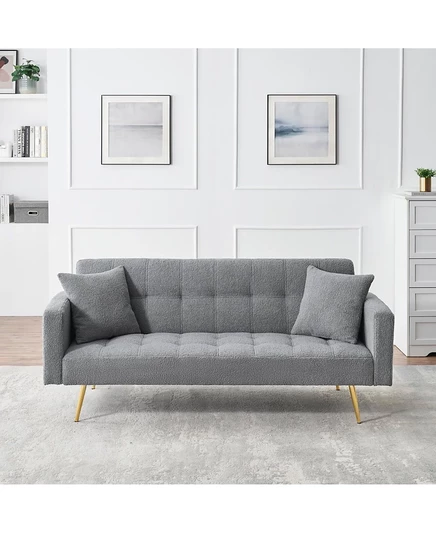 Streamdale Furniture 71,7-дюймовый серый плюшевый флисовый диван-кровать с двумя подушками в комплекте серого цвета