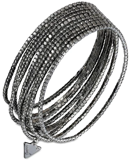 Женский набор браслетов Guess, 10 шт., растяжные с кристаллами, гематитовый