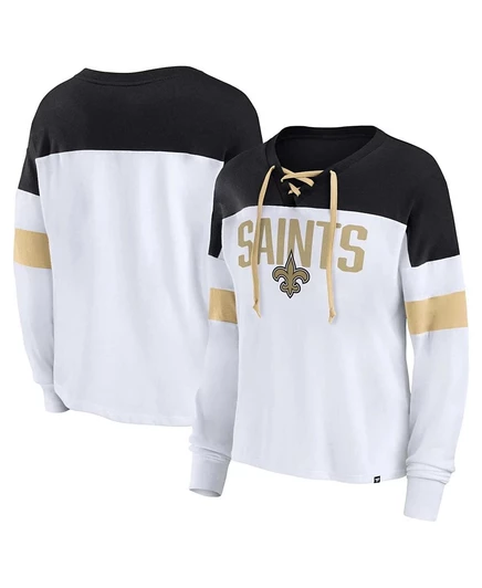 Женский топ Fanatics Saints с шнуровкой, плюс‑размер, белый