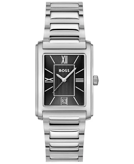 Мужские часы Hugo Boss Principle Dress с кварцевым календарем Basic из нержавеющей стали, серебристые, 28 x 39 мм