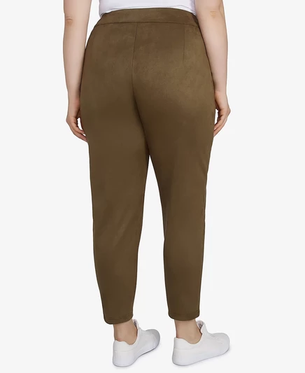 Однотонные брюки из искусственной замши в стиле Hearts of Palm Plus размера Spice It Up dark olive