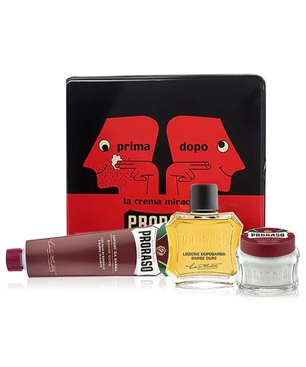 Подарочный набор Proraso Vintage Prima Dopo Tin из 4 предметов - Жесткая формула для бороды без цвета