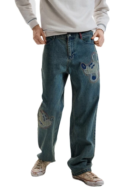 Дизайнерские мужские джинсы Disney patch jeans синего цвета