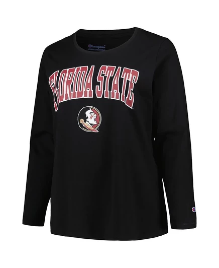 Женская футболка Profile Black Florida State Seminoles Plus размера плюс с логотипом и круглым вырезом горловины и длинным рукавом black