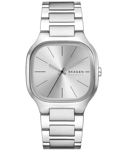 Мужские кварцевые часы Skagen Mellem Quartz с тремя стрелками из нержавеющей стали, 40 мм серебристого цвета