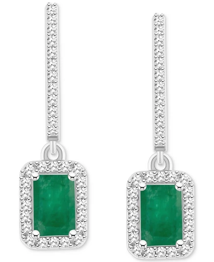 Женские серьги-подвески Macy's из серебра, изумруд