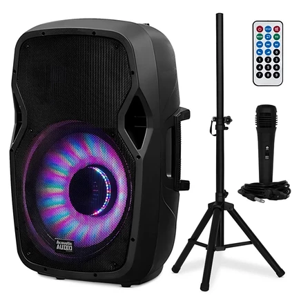 Колонка Acoustic Audio by Goldwood 1000 Вт Bluetooth с LED-подсветкой, черная