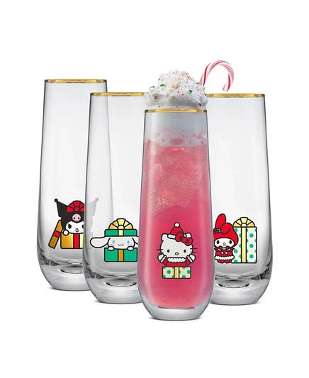 Фужеры JoyJolt Hello Kitty, набор 4 шт., разноцветные